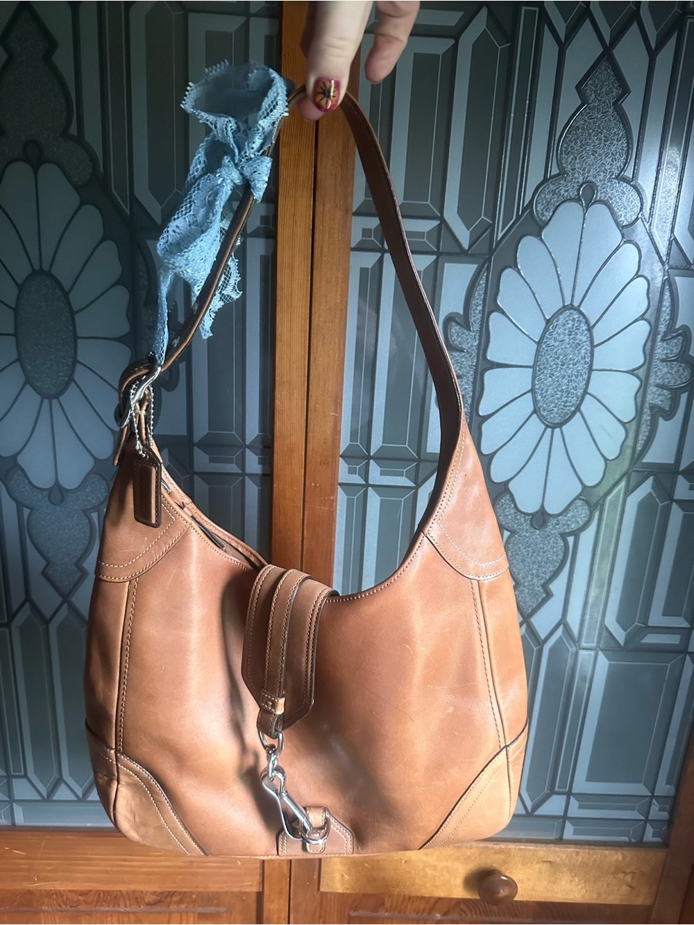 Classic Tan Leather Shoulder Bag - coach
